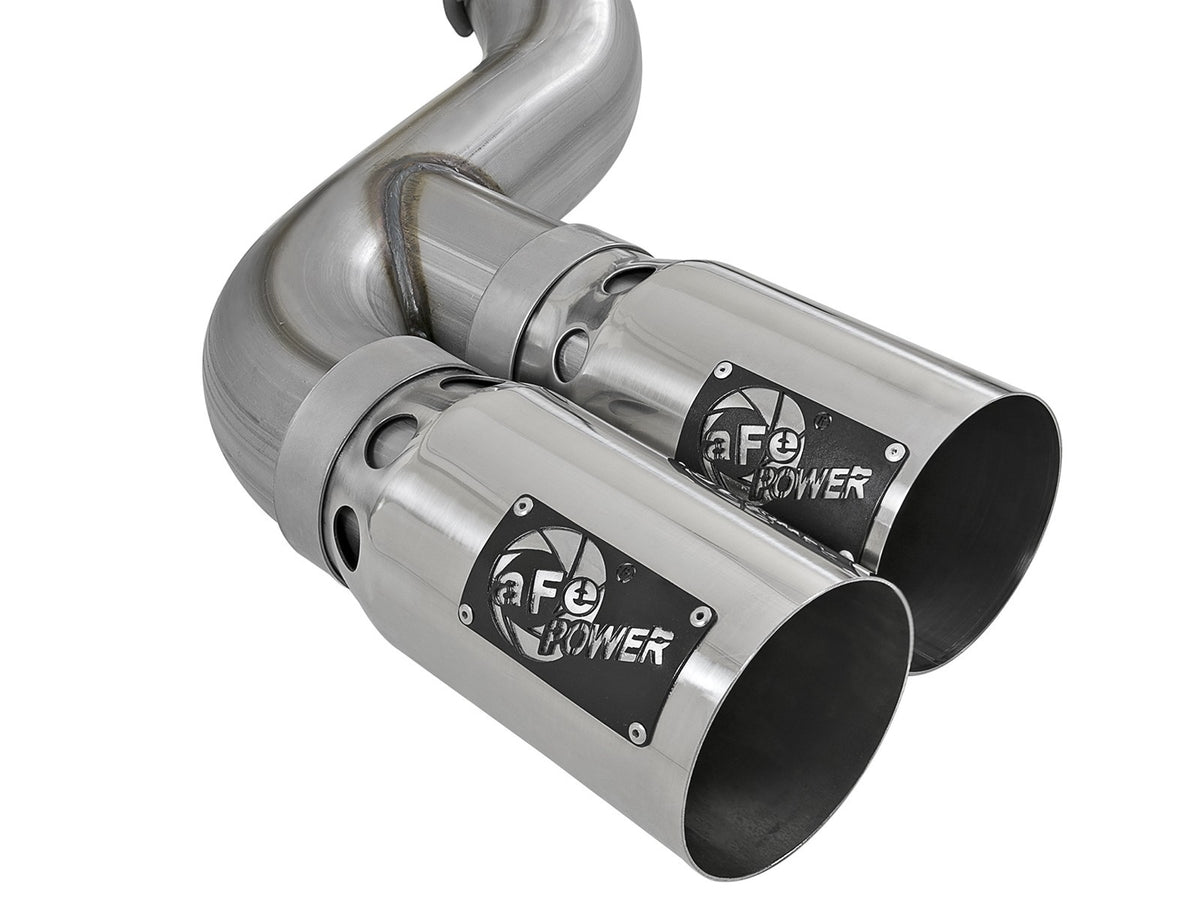 aFe Rebel XD Series 4 IN 409 Stainless Steel DPF-Back Exhaust w/Dual Polished Tips - Ford 2011-2014 6.7L