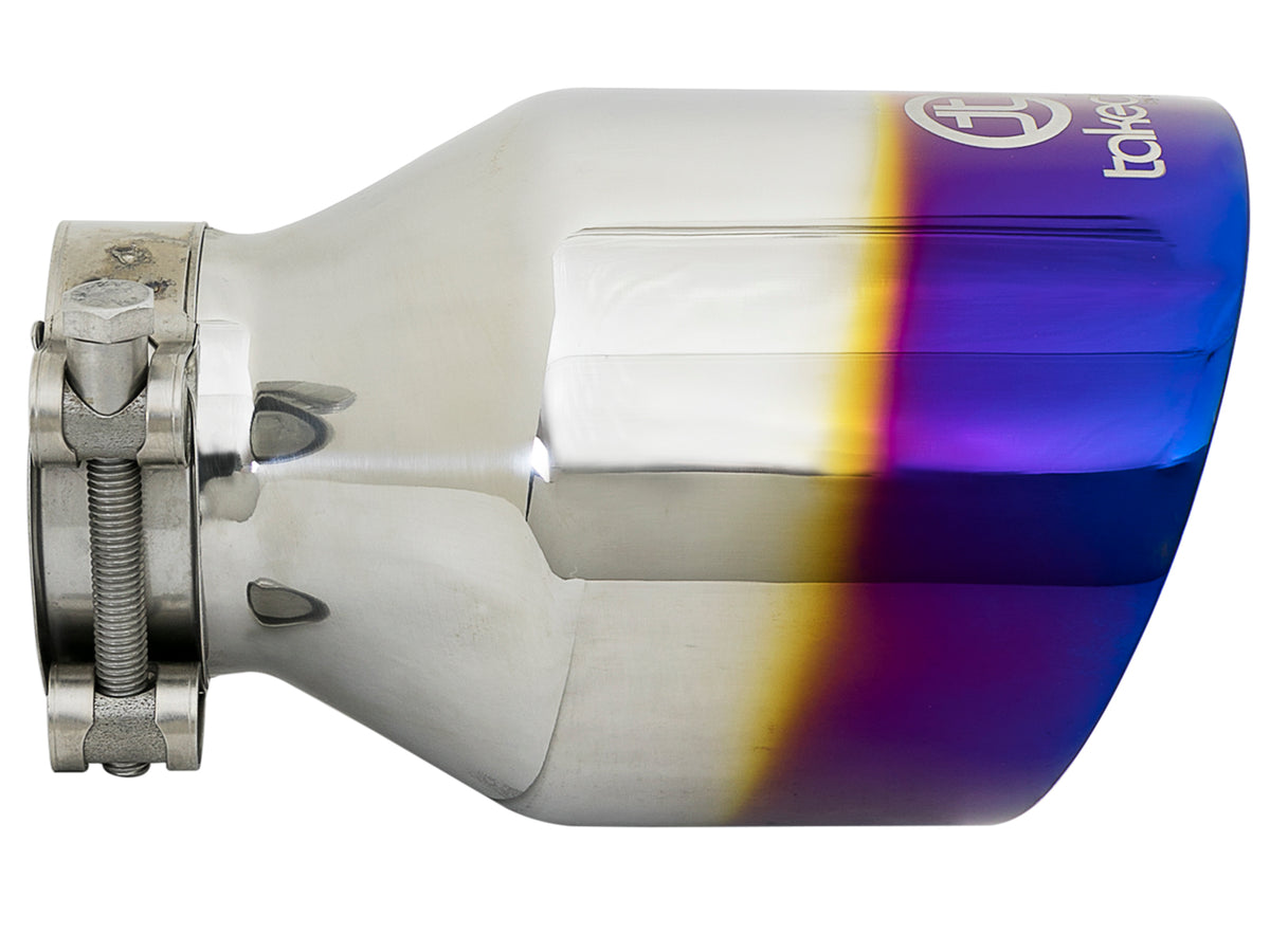 aFe Takeda 304 Stainless Steel Clamp-on Exhaust Tip Blue Flame - Rear, Edge Type Non-rolled