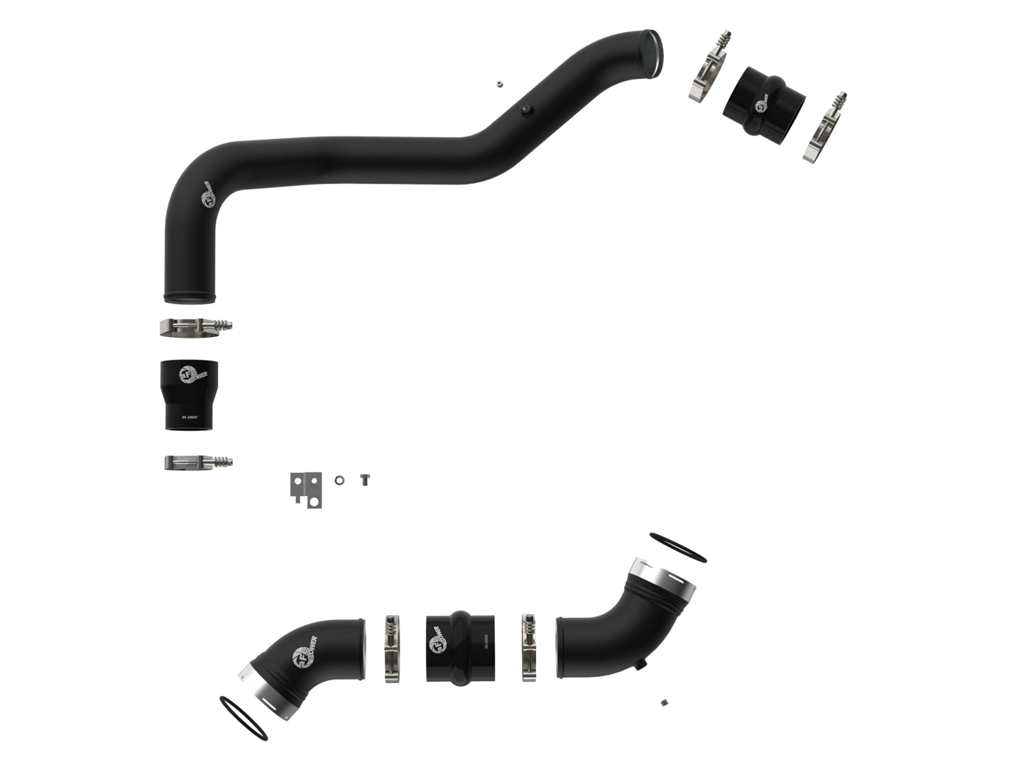 aFe BladeRunner 3 IN & 3-1/2 IN Aluminum Hot and Cold Charge Pipe Kit Black - Chevy/GMC 2006-2010 6.6L