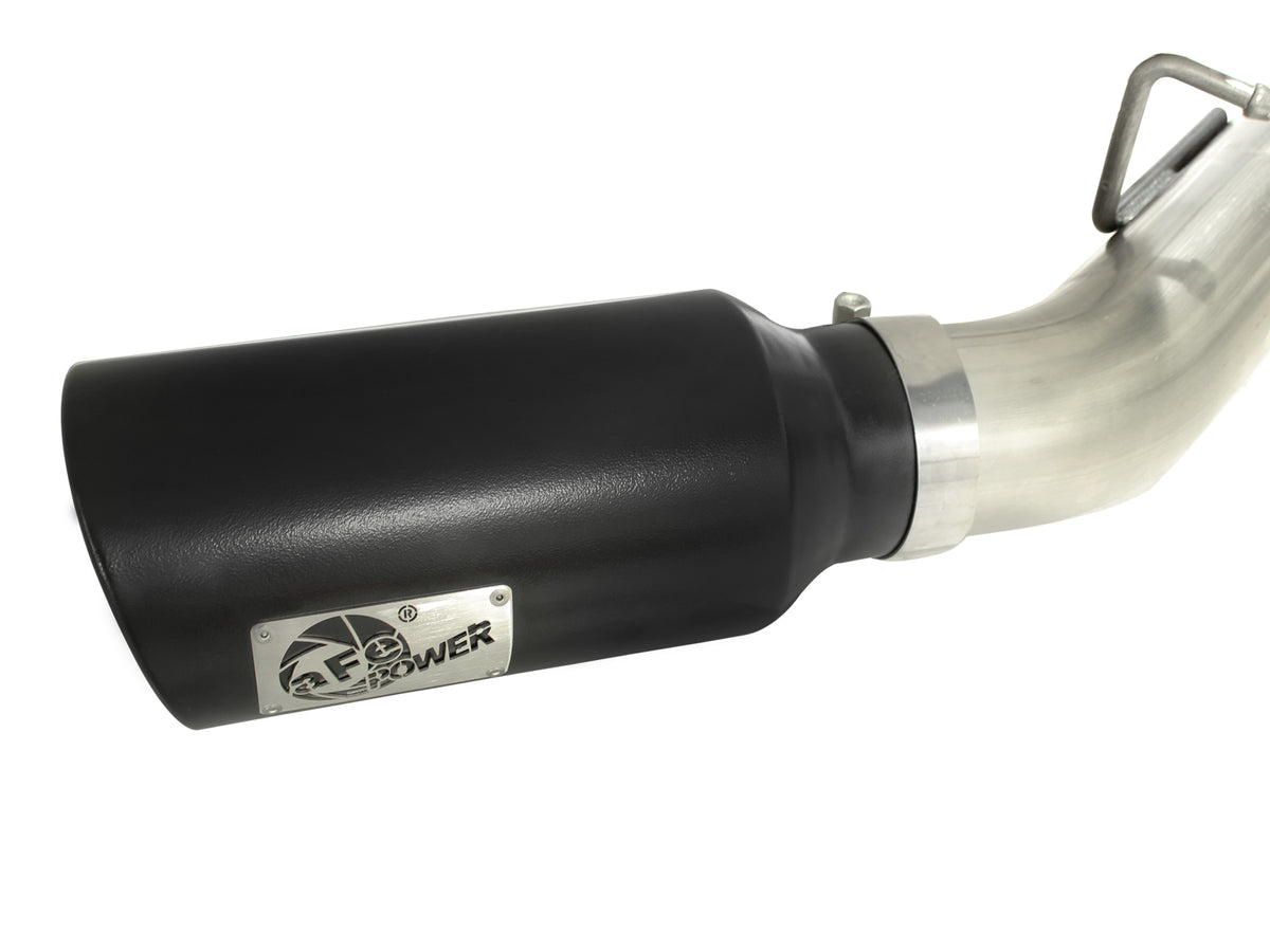 aFe Large Bore-HD 4 IN 409 Stainless Steel DPF-Back Exhaust System w/Black Tip - Chevy/GMC 2011-2016 6.6L