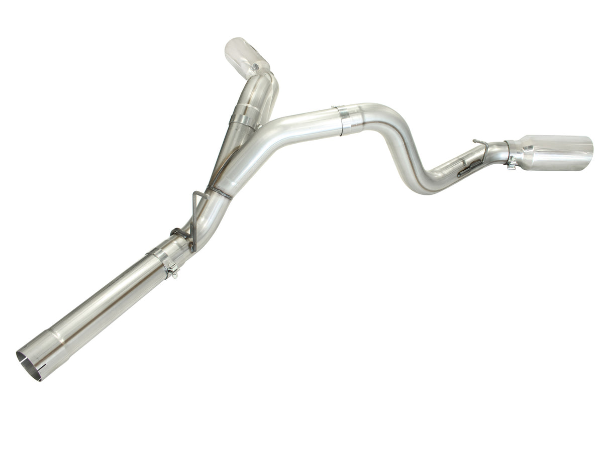 aFe Large Bore-HD 4 IN 409 Stainless Steel DPF-Back Exhaust System w/Polished Tip - Chevy/GMC 2011-2016 6.6L