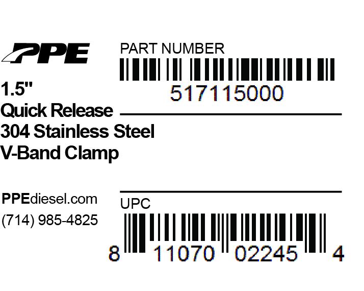 PPE 1.5 Inch V Band Clamp Quick Release