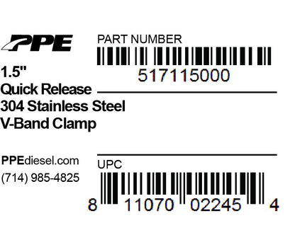 PPE 1.5 Inch V Band Clamp Quick Release