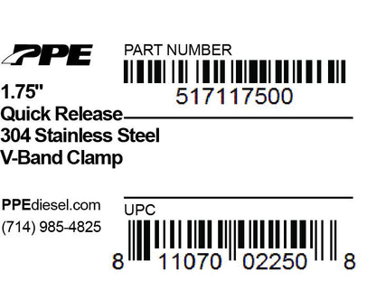 PPE 1.75 Inch V Band Clamp Stainless Steel Quick Release