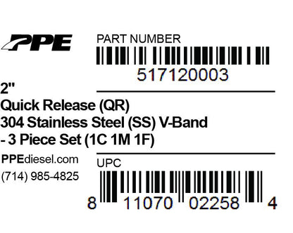 PPE 2.0 Inch V Band 3 Piece Set 1C 1M 1F QR