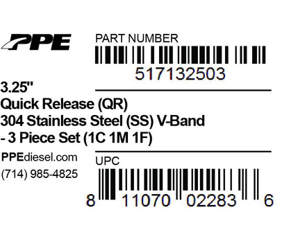 PPE 3.25 Inch V Band 3 Pc Set 1C 1M 1F QR