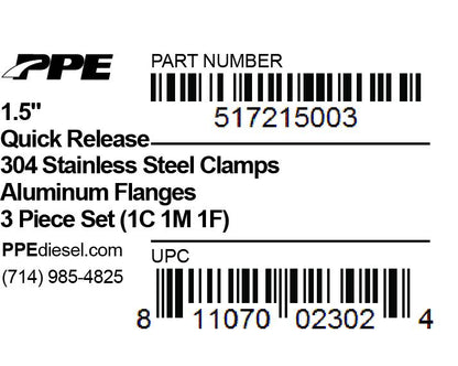 PPE 1.5 Inch QR Aluminum V-Band 3 Pc Set 1C 1M 1F