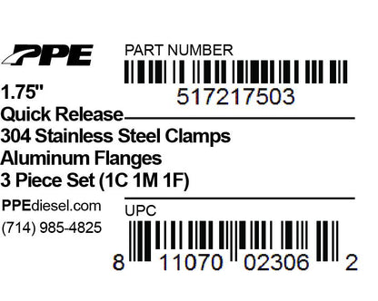 PPE 1.75 Inch QR Aluminum V-Band 3 Pc Set 1C 1M 1F