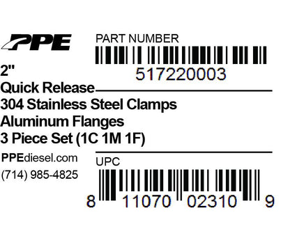 PPE 2.0 Inch QR Aluminum V-Band 3 Pc Set 1C 1M 1F