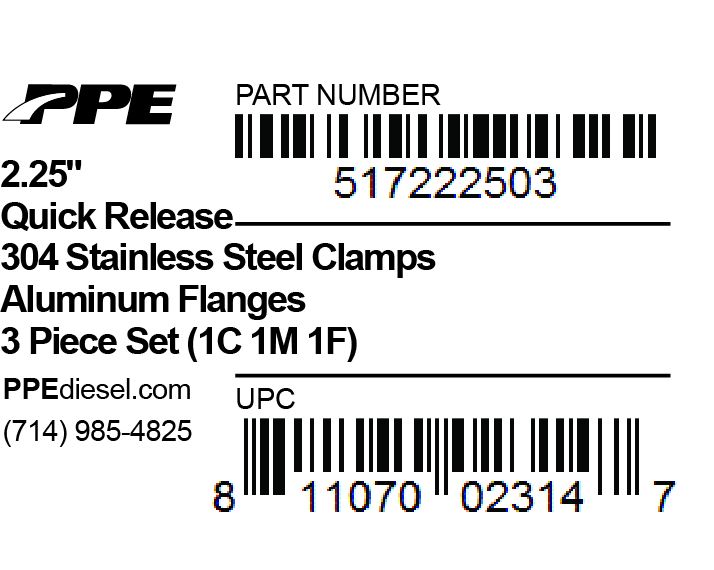 PPE 2.25 Inch QR Aluminum V-Band 3 Pc Set 1C 1M 1F