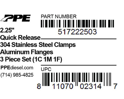 PPE 2.25 Inch QR Aluminum V-Band 3 Pc Set 1C 1M 1F