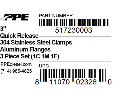 PPE 3.0 Inch QR Aluminum V-Band 1C 1M 1F
