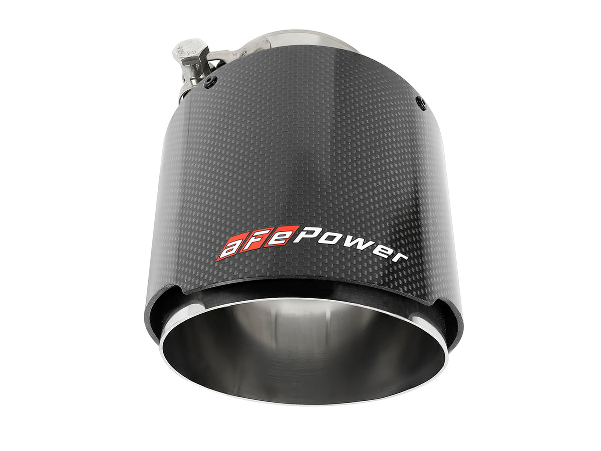 aFe MACH Force-Xp 304 Stainless Steel Clamp-on Exhaust Tip Carbon Fiber - Carbon Fiber, Outlet Inside Diameter 4.5 in