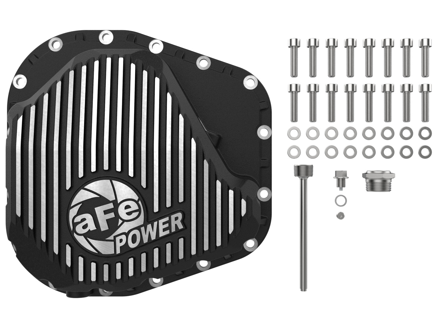 aFe Pro Series Rear Differential Cover Black w/ Machined Fins - Ford 2023-2026 6.7L/7.3L