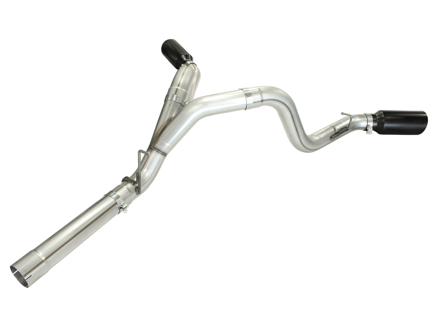 aFe Large Bore-HD 4 IN 409 Stainless Steel DPF-Back Exhaust System w/Black Tip - Chevy/GMC 2011-2016 6.6L