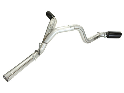 aFe Large Bore-HD 4 IN 409 Stainless Steel DPF-Back Exhaust System w/Black Tip - Chevy/GMC 2011-2016 6.6L