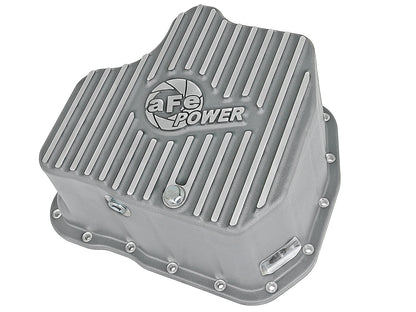 aFe Street Series Engine Oil Pan Raw w/ Machined Fins - Chevy/GMC 2011-2016 6.6L - Capacity 12, Height 6.94 in