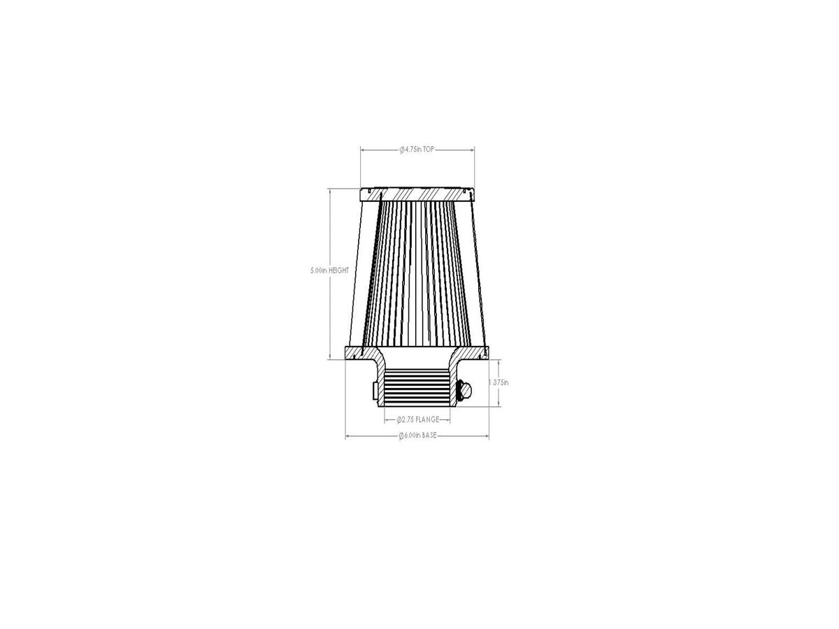 aFe Universal Clamp-On Air Filter w/ D2 Dura-Dry Media - 21-28001V