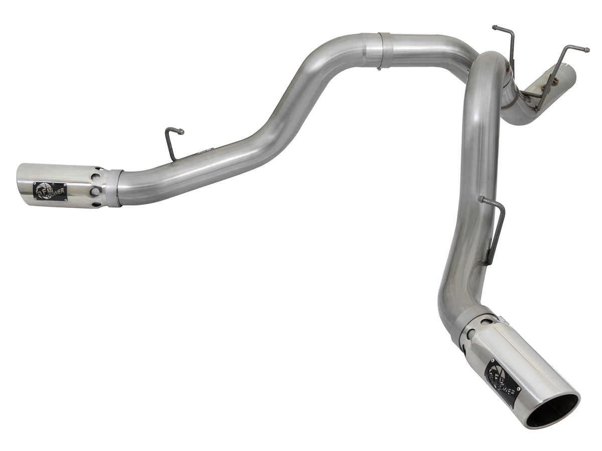 aFe Large Bore-HD 4 IN 409 Stainless Steel DPF-Back Exhaust w/Dual Polished Tips