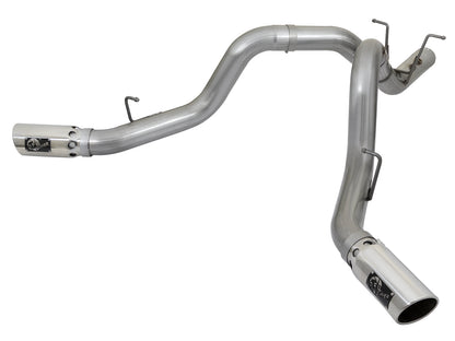 aFe Large Bore-HD 4 IN 409 Stainless Steel DPF-Back Exhaust w/Dual Polished Tips