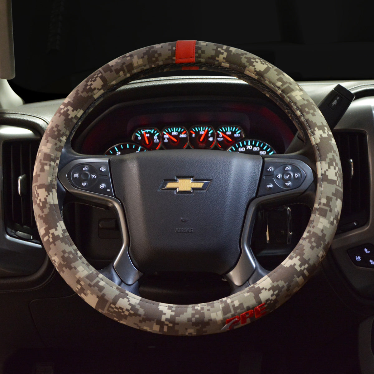 PPE Steering Wheel Cover - Digital Camo Desert Tan Fits 15.5 in steering wheels