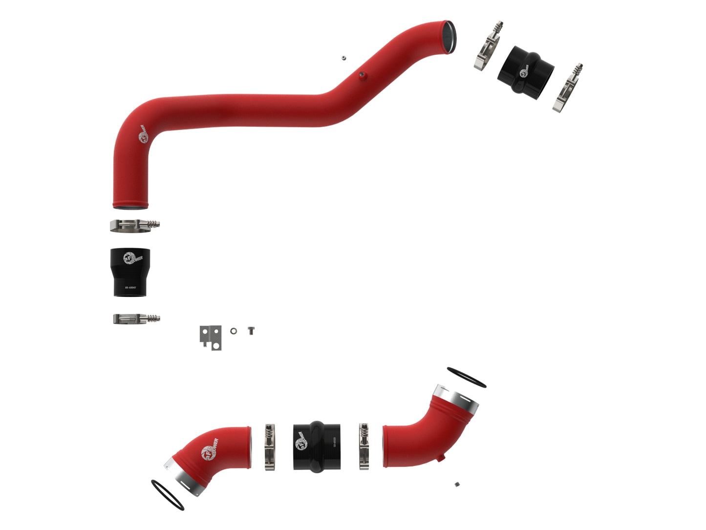 aFe BladeRunner 3 IN & 3-1/2 IN Aluminum Hot and Cold Charge Pipe Kit Red