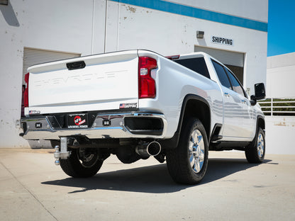 aFe Large Bore-HD 5 IN 409 Stainless Steel DPF-Back Exhaust System w/Polished Tip - Chevy/GMC 2020-2023 6.6L
