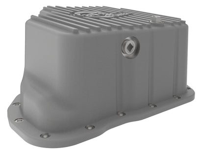 aFe Street Series Engine Oil Pan Raw w/ Machined Fins - Chevy/GMC 2001-2010 6.6L - Capacity 11, Height 5.96 in