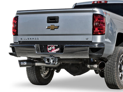 aFe Large Bore-HD 4 IN 409 Stainless Steel DPF-Back Exhaust System w/Black Tip - Chevy/GMC 2016 6.6L