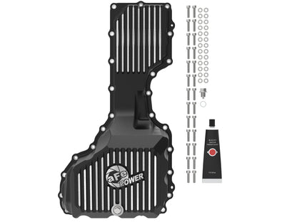 aFe Pro Series Engine Oil Pan Black w/ Machined Fins - Chevy/GMC 2017-2019 6.6L