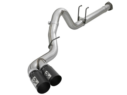 aFe Rebel XD Series 4 IN 409 Stainless Steel DPF-Back Exhaust w/Dual Black Tips - Ford 2015-2016 6.7L