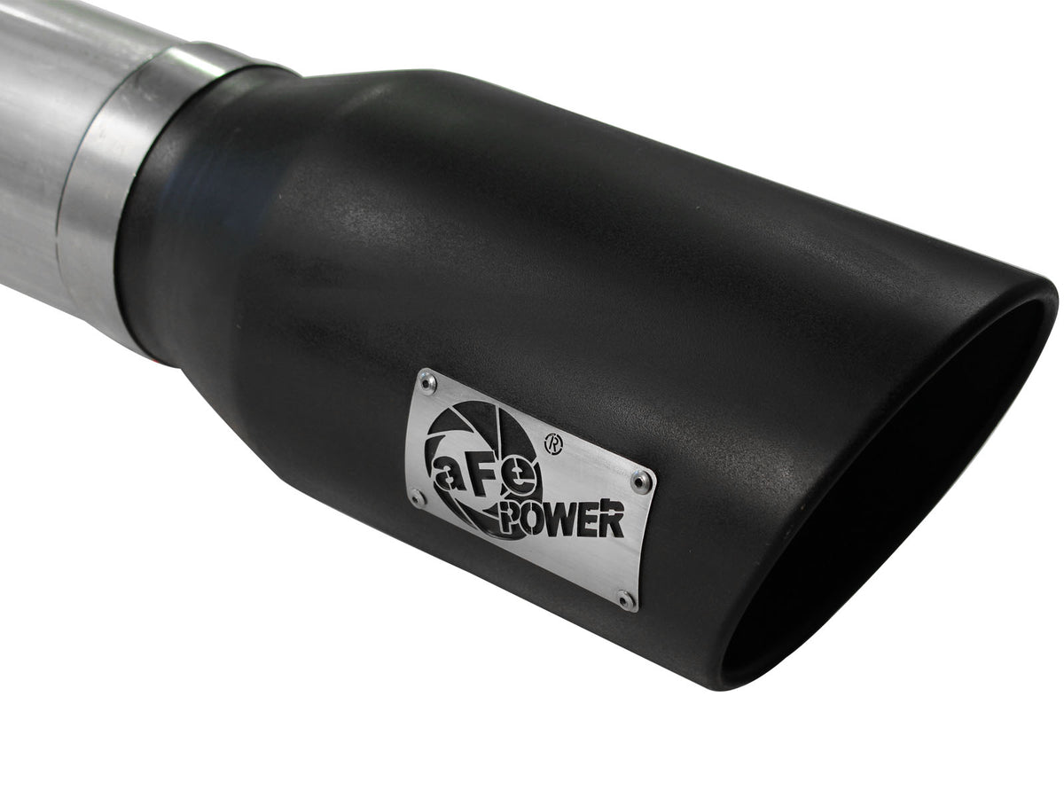 aFe Large Bore-HD 5 IN 409 Stainless Steel DPF-Back Exhaust System w/Black Tip - Ford 2011-2014 6.7L