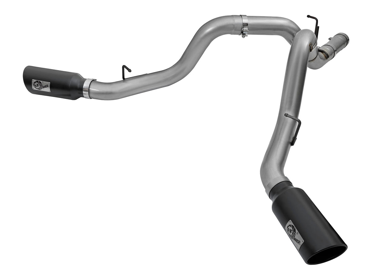 aFe Large Bore-HD 4 IN 409 Stainless Steel DPF-Back Exhaust System w/Black Tip - Chevy/GMC 2016 6.6L