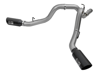 aFe Large Bore-HD 4 IN 409 Stainless Steel DPF-Back Exhaust System w/Black Tip - Chevy/GMC 2016 6.6L