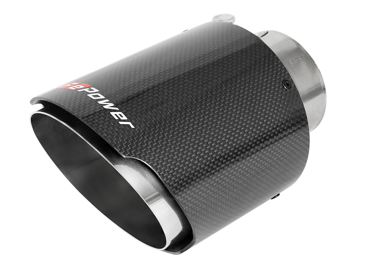 aFe MACH Force-Xp 304 Stainless Steel Clamp-on Exhaust Tip Carbon Fiber - Carbon Fiber, Outlet Inside Diameter 4.5 in