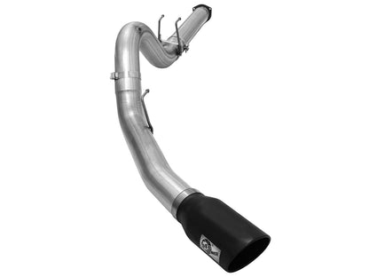 aFe Large Bore-HD 5 IN 409 Stainless Steel DPF-Back Exhaust System w/Black Tip - Ford 2015-2016 6.7L