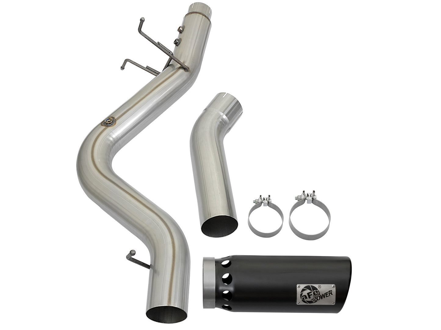 aFe Large Bore-HD 4 IN 409 Stainless Steel DPF-Back Exhaust System w/Black Tip - Chevy/GMC 2017-2019 6.6L