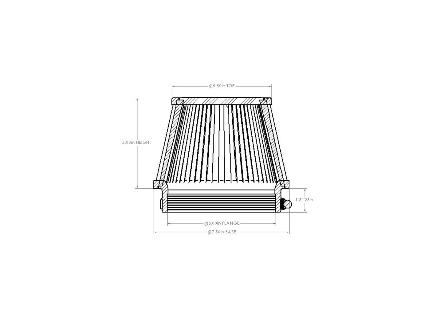 aFe Universal Clamp-On Air Filter w/ D2 Dura-Dry Media - 21-60505V