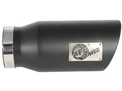 aFe MACH Force-Xp 409 Stainless Steel Clamp-on Exhaust Tip Black Right Side Exit - 49T50701-B15