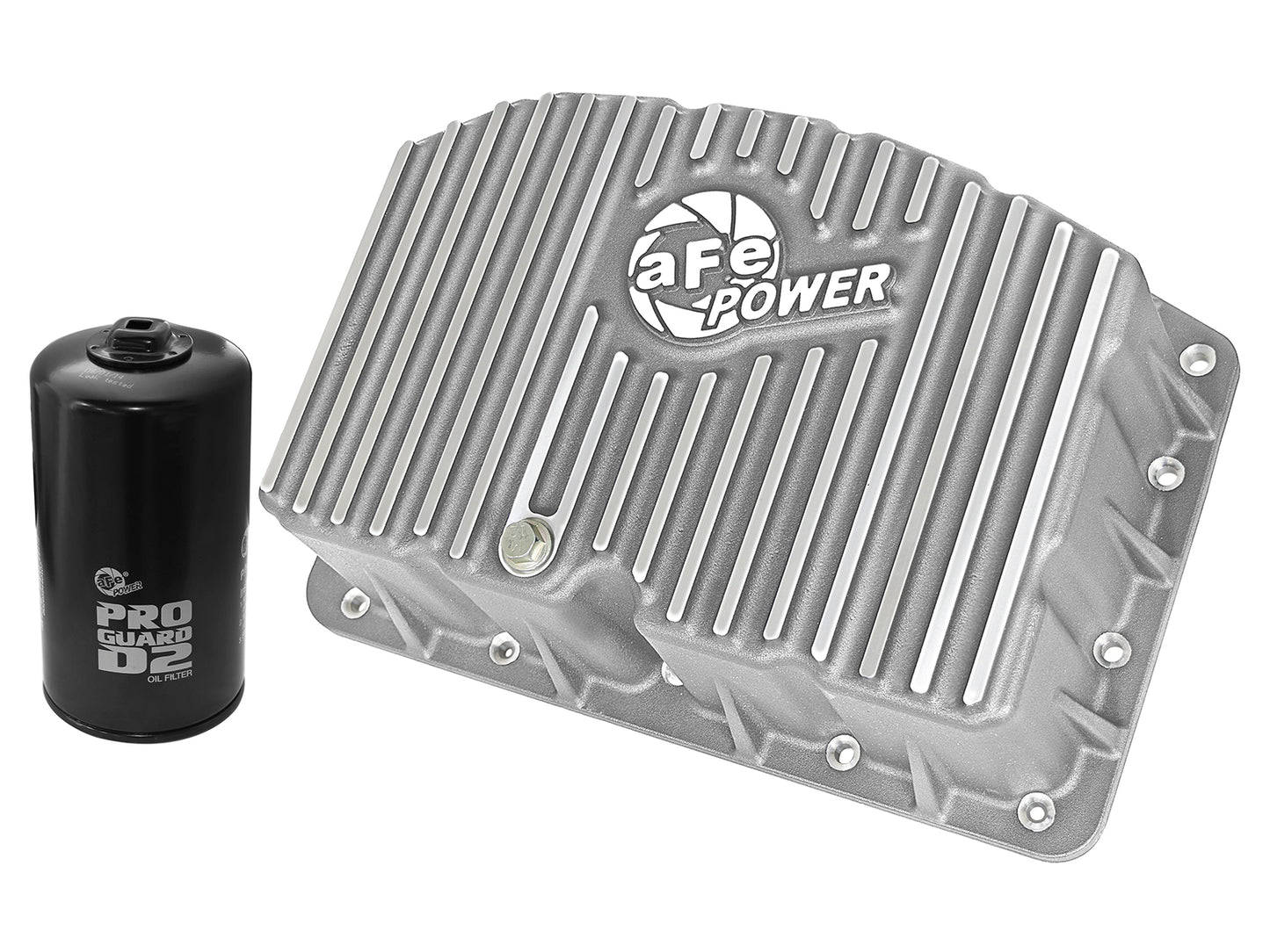 aFe Street Series Engine Oil Pan Raw w/ Machined Fins - Ford 2011-2026 6.7L