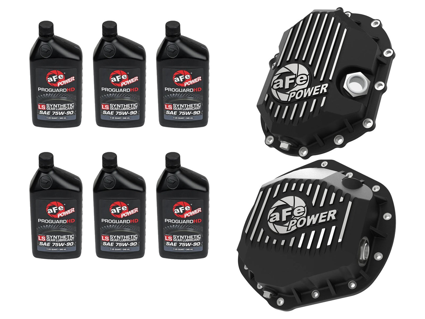 aFe Front & Rear Differential Cover Package w/ Oil - Chevy/GMC 2011-2019 6.6L
