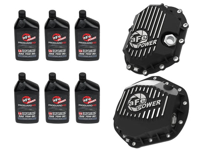 aFe Front & Rear Differential Cover Package w/ Oil - Chevy/GMC 2011-2019 6.6L