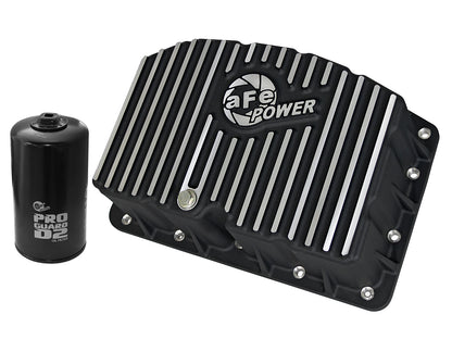 aFe Pro Series Engine Oil Pan Black w/ Machined Fins - Ford 2011-2026 6.7L
