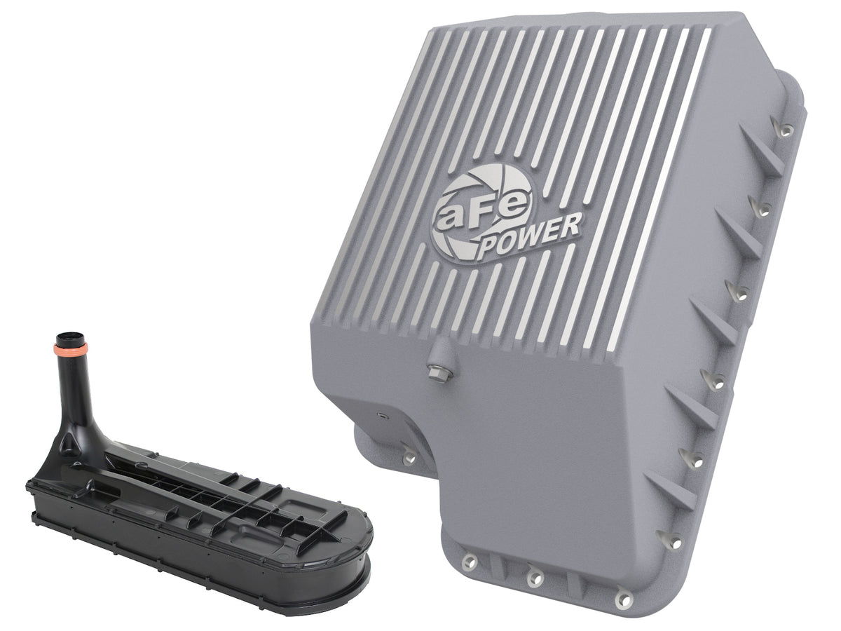 aFe Street Series Transmission Pan Black w/ Machined Fins - Ford 1994-2010