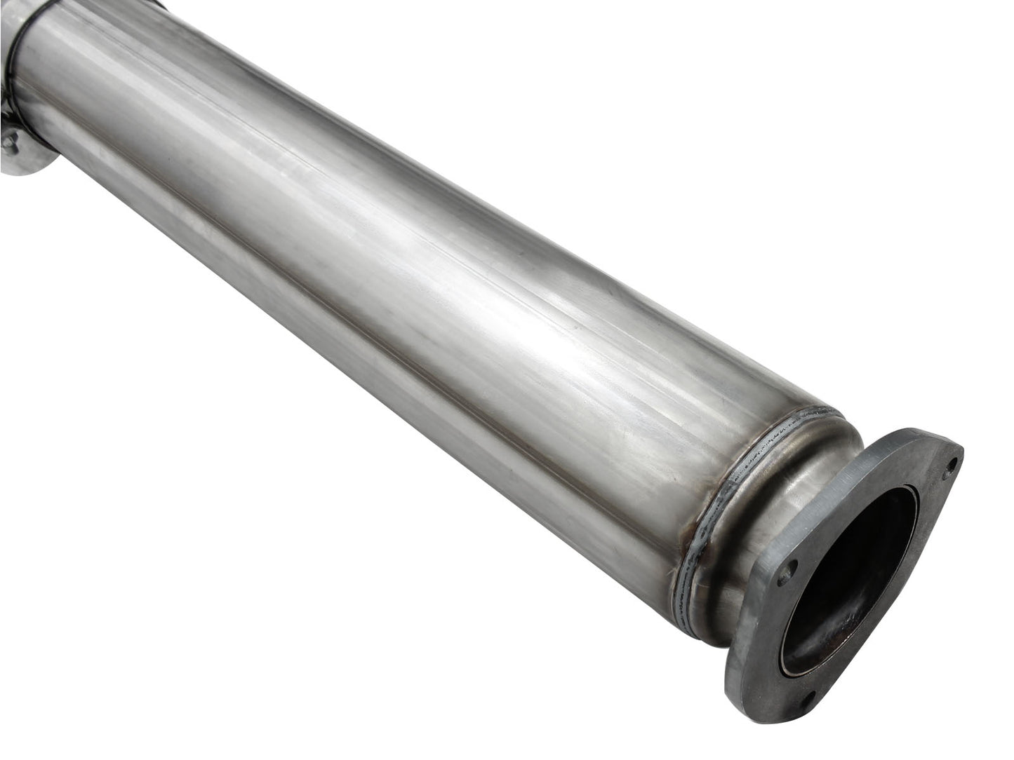 aFe Large Bore-HD 5 IN 409 Stainless Steel DPF-Back Exhaust System w/Black Tip - Ford 2015-2016 6.7L