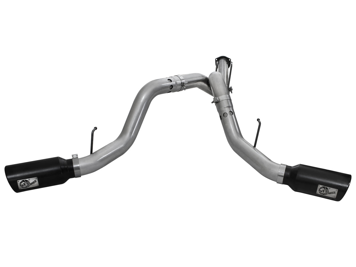 aFe Large Bore-HD 4 IN 409 Stainless Steel DPF-Back Exhaust System w/Black Tip - Ford 2011-2014 6.7L