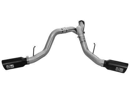 aFe Large Bore-HD 4 IN 409 Stainless Steel DPF-Back Exhaust System w/Black Tip - Ford 2011-2014 6.7L