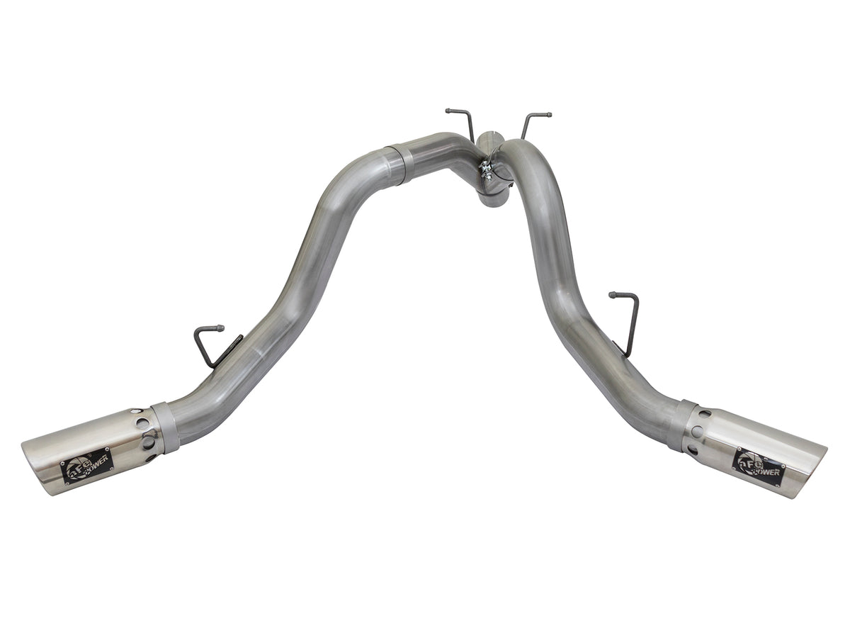 aFe Large Bore-HD 4 IN 409 Stainless Steel DPF-Back Exhaust w/Dual Polished Tips