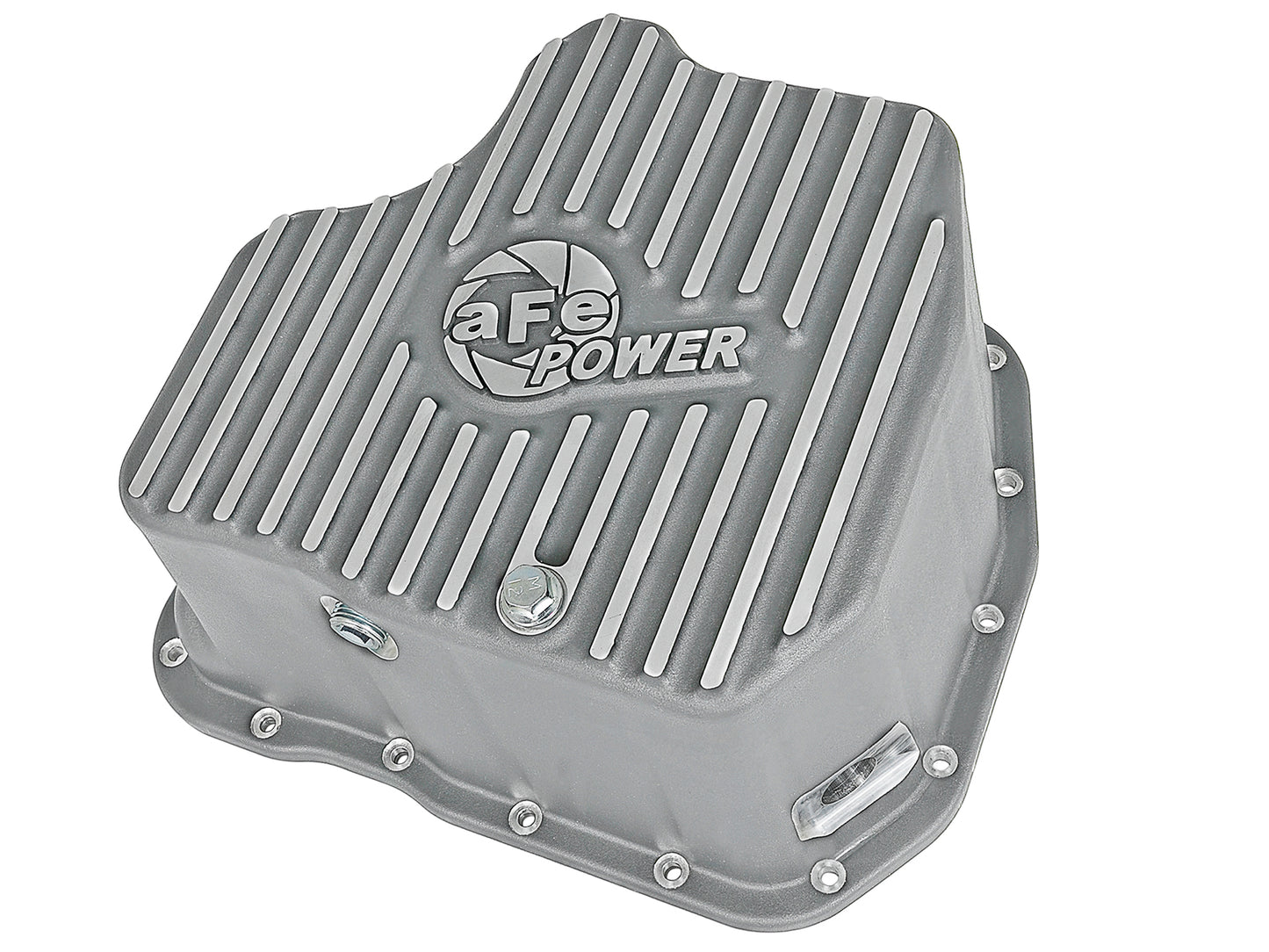 aFe Street Series Engine Oil Pan Raw w/ Machined Fins - Chevy/GMC 2001-2010 6.6L - Capacity 12, Height 6.94 in