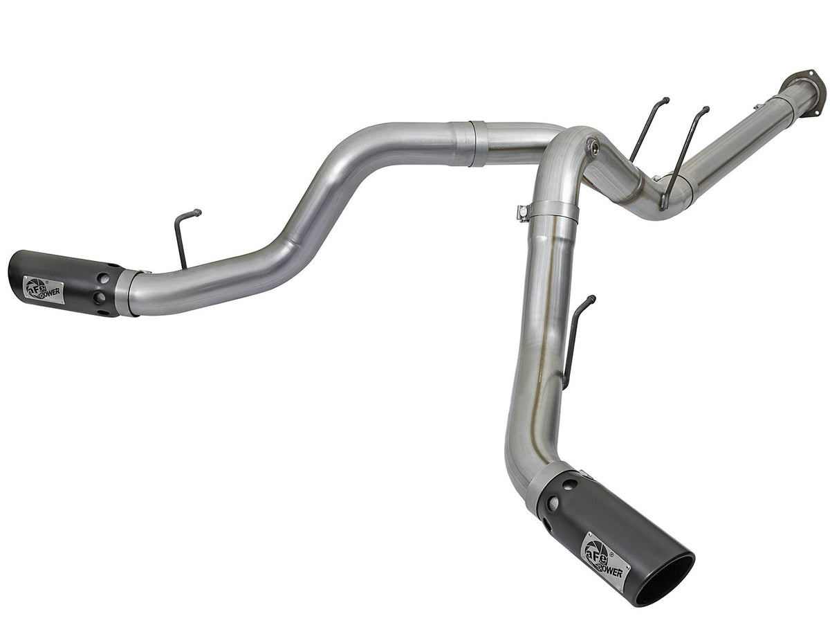 aFe Large Bore-HD 4 IN 409 Stainless Steel DPF-Back Exhaust System w/Black Tip - Ford 2017-2026 6.7L